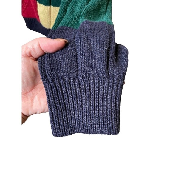 Vintage 80s 90s 2XB Cotton Row Sweater Cable Knit COLORBLOCK Cosby Hip Hop - Picture 3 of 7
